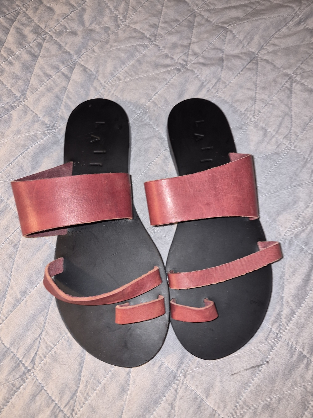 Women’s Strappy Red Slide Sandals - Picture 2 of 4